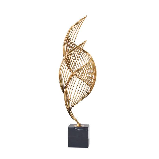 Spiral Leaves Gold Metal Tabletop Decor, Modern Art Display 63cm, Office Decoration