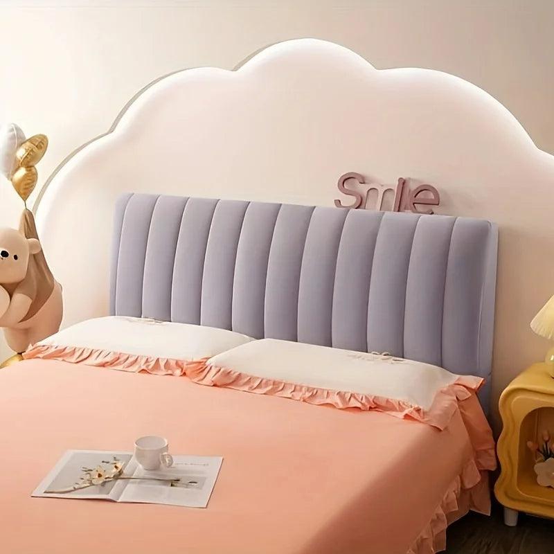 Light Grey Short Plush Super Soft Quilted Velvet Headboard Cover, Stylish Bedding - Image 2
