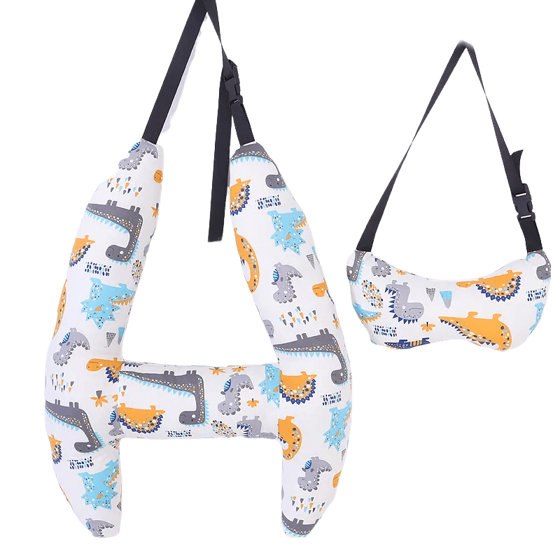 Car Travel Pillow White Dinosaur Set for Kids and Adults, H-Shape Neck Head Support