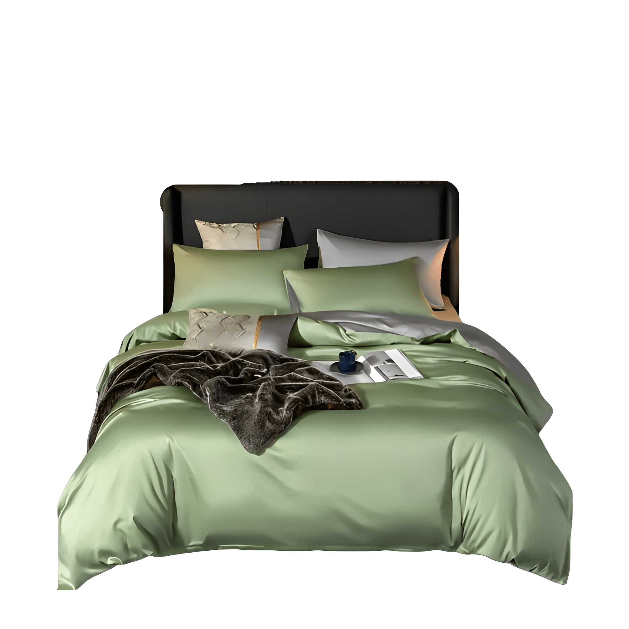 Twin Green and Light Grey Egyptian Cotton Blanket Bedspread 4-Piece Duvet Comforter Set