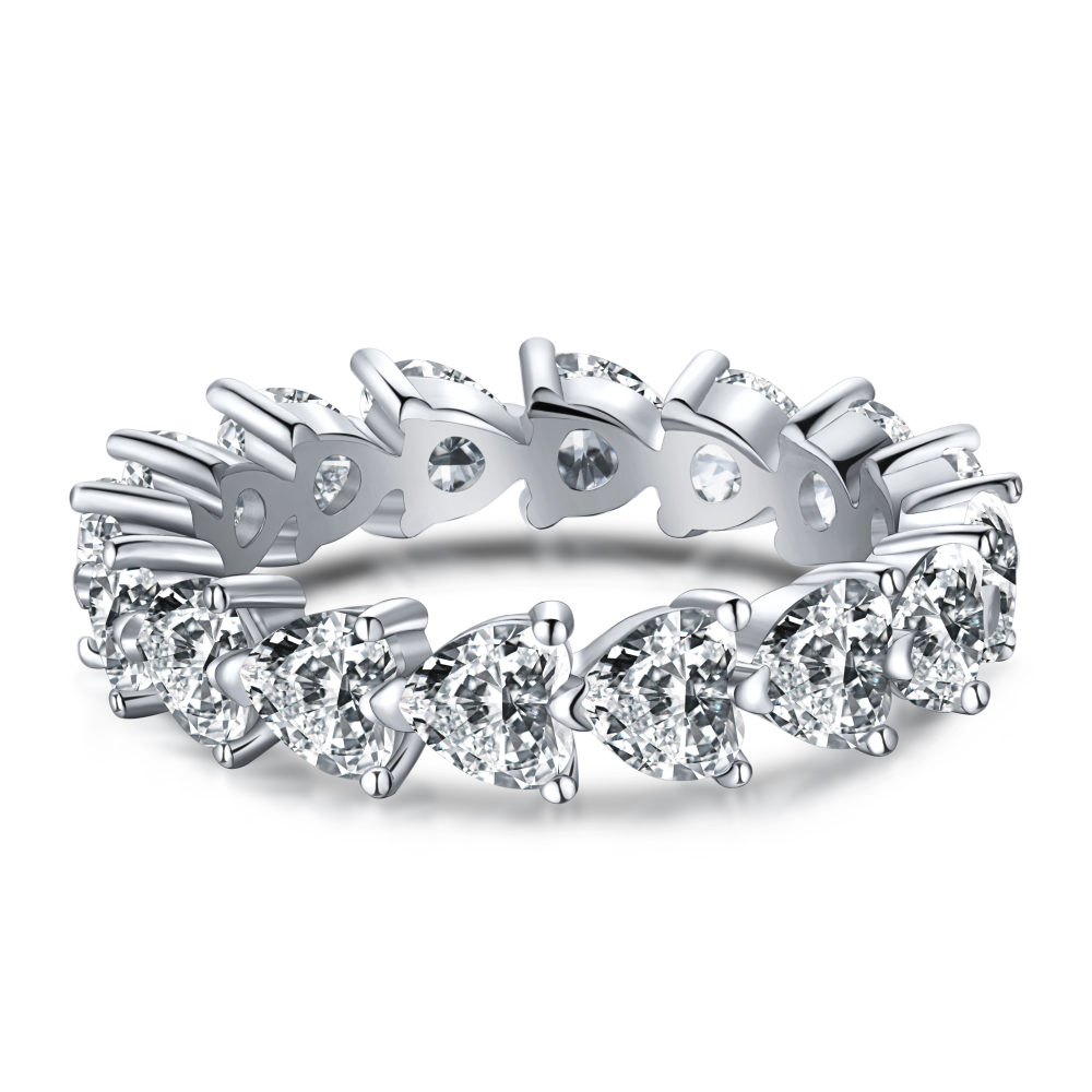 Dylam's Eternity Love Ring Silver, A Grade Zircon Diamond, Engagement Jewellery - Free Shipping