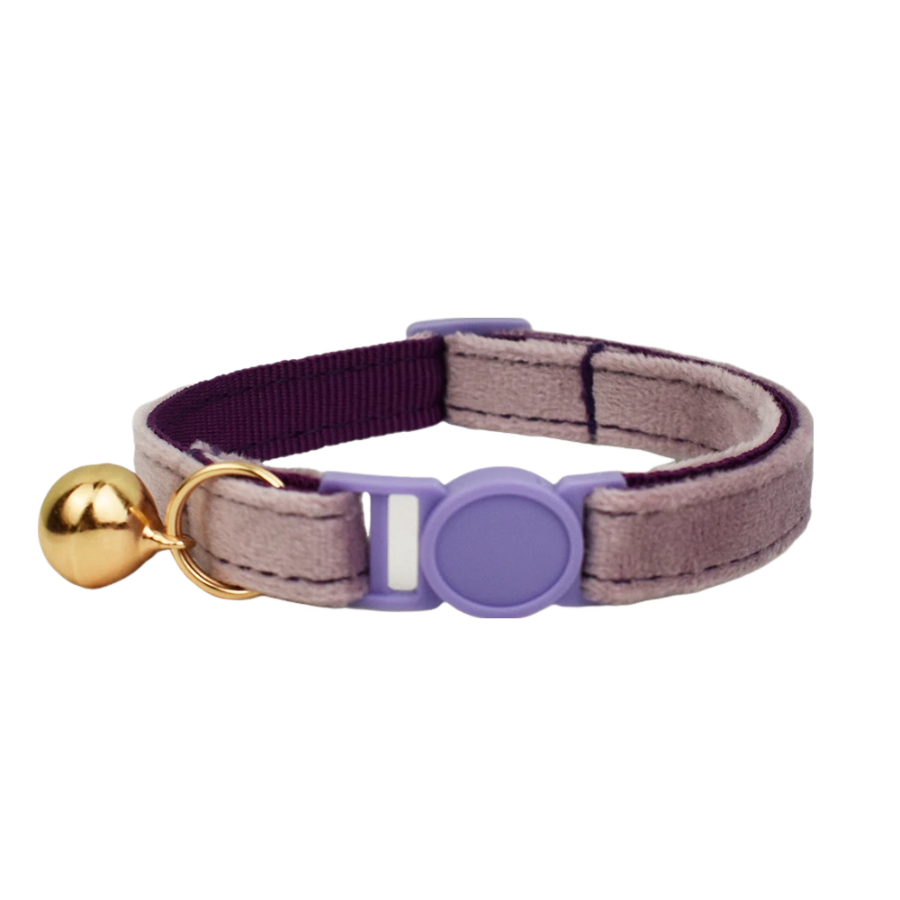 Purple Pink Small Cat Collar with Safety Buckle, Bell, Strap, Stylish and Comfortable