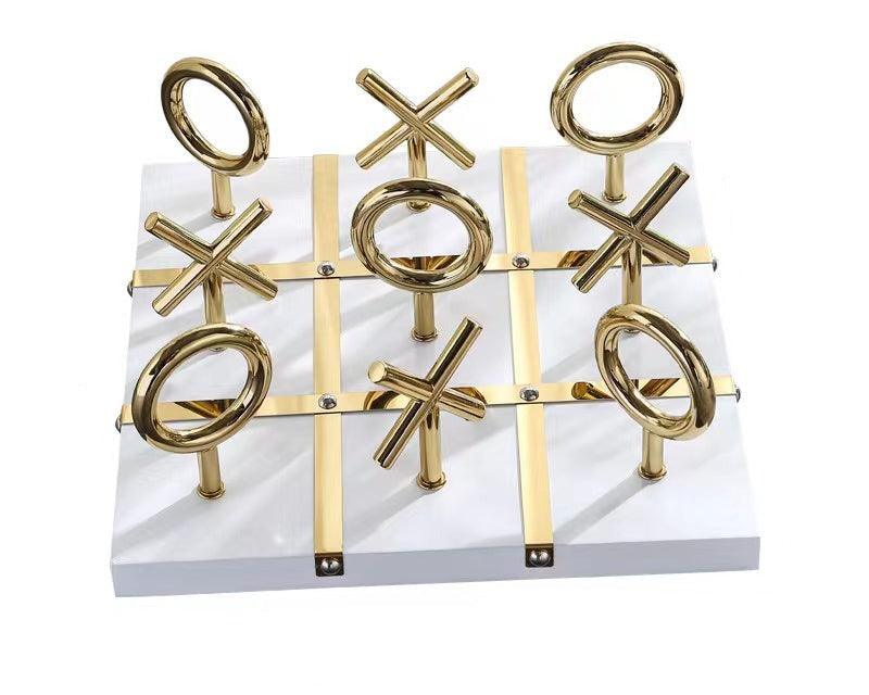 Gold and White Metal XO Board Tabletop Decor, Wall Decoration