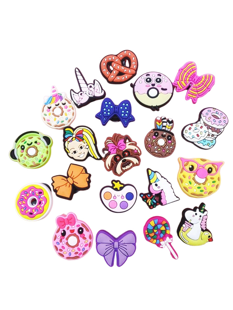 20Pcs Random Colour Funny Pattern Shoe Charms for Crocs, Ornament Jibbitz