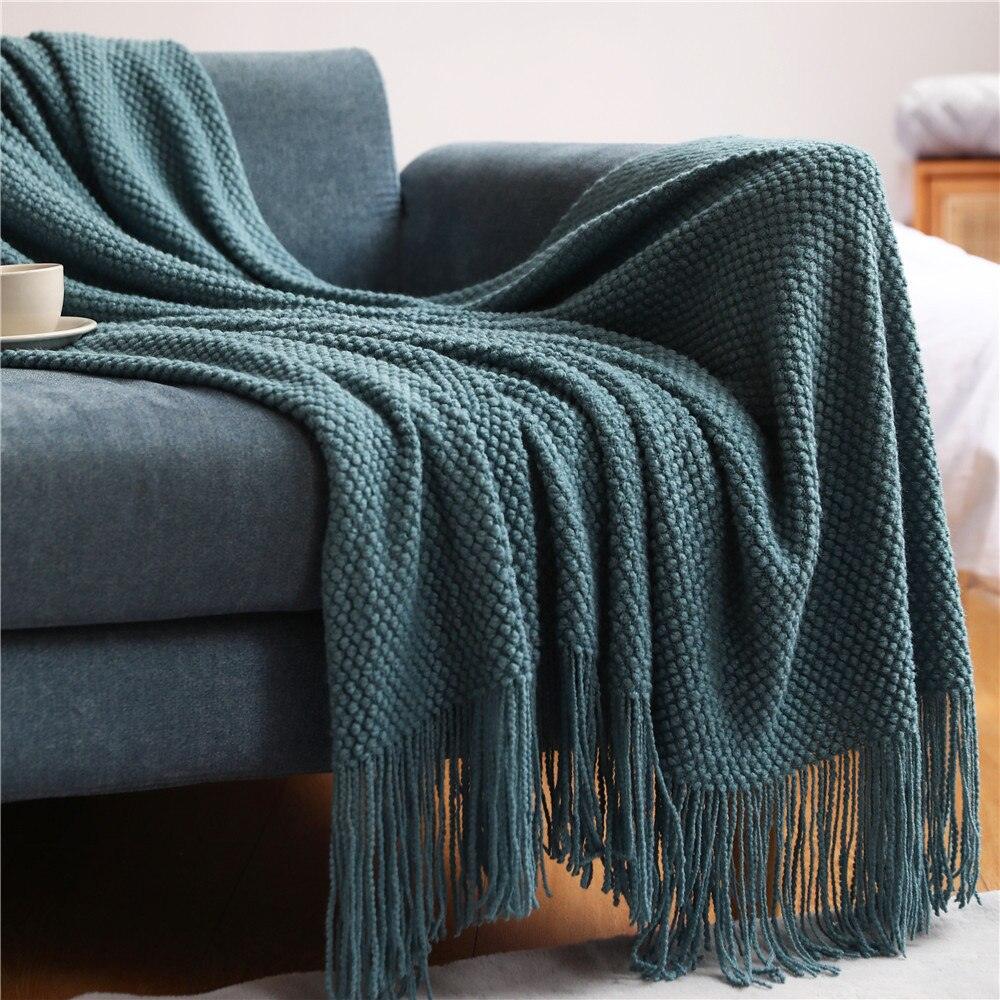 Dark Grey Thickened Knitted Corn Grain Waffle Blanket 130*230cm, Home Decor - Free Shipping - Image 4
