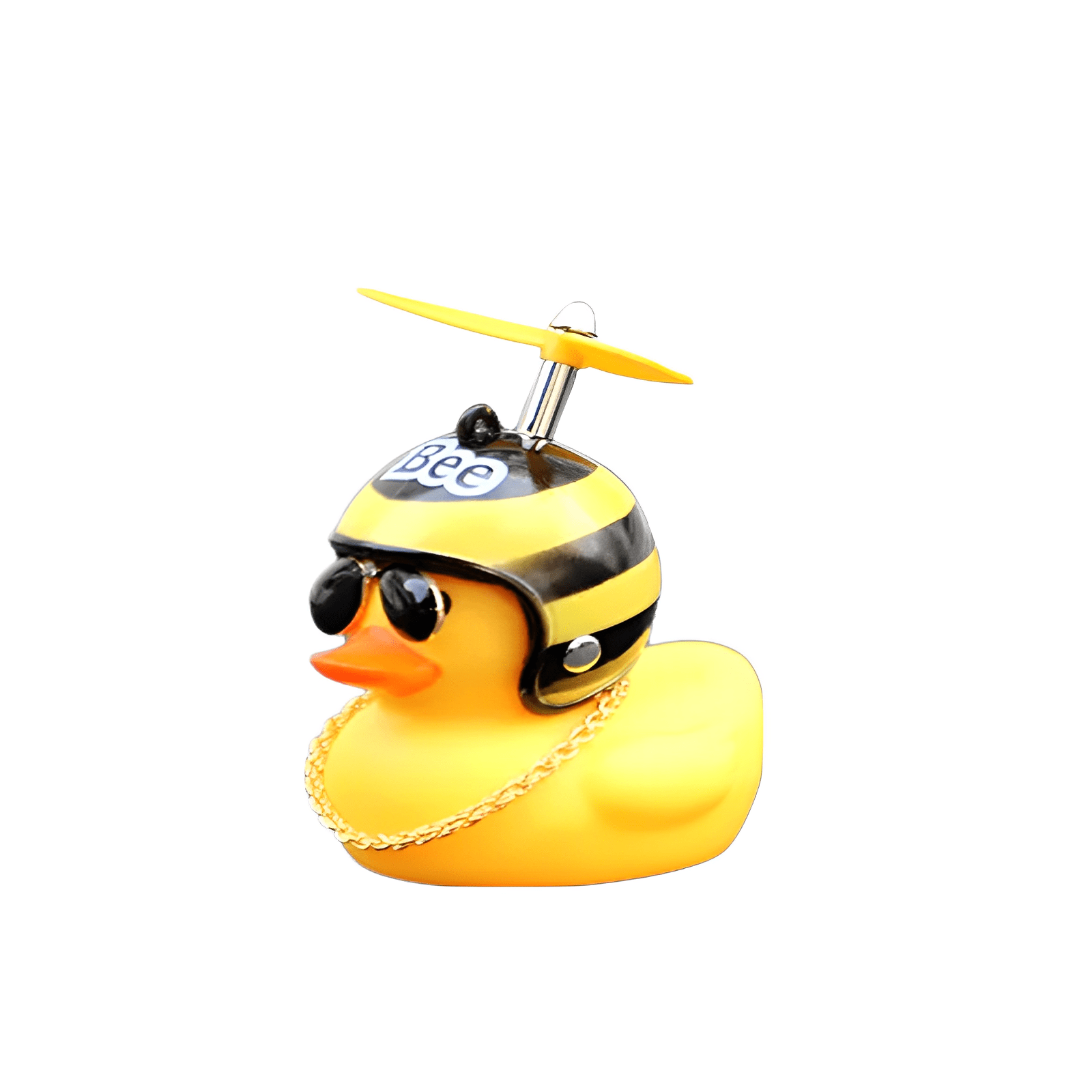 Car Dashboard Rubber Duck Ornaments, Glasses Duck with Bee Propeller Helmet