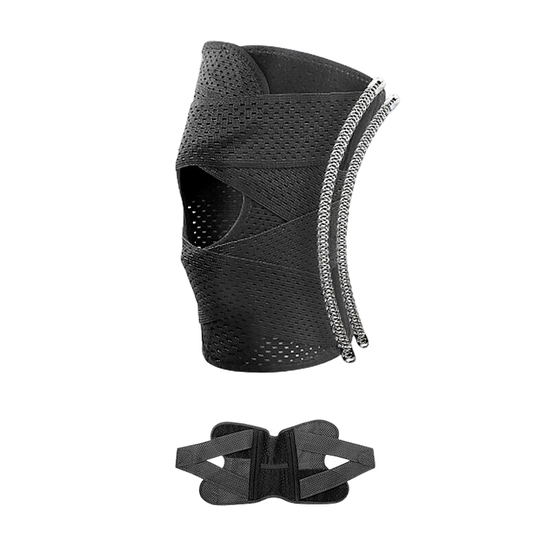 Single Black Universal Fitness Gear Knee Pads with Straps Protector, Size 45-53cm