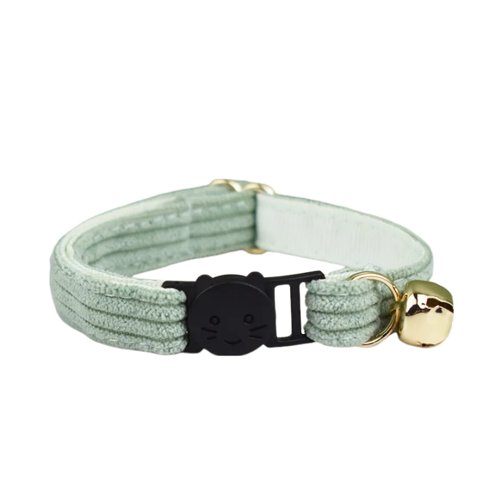 Mint Green Small Cat Collar with Safety Buckle, Bell, Durable Strap