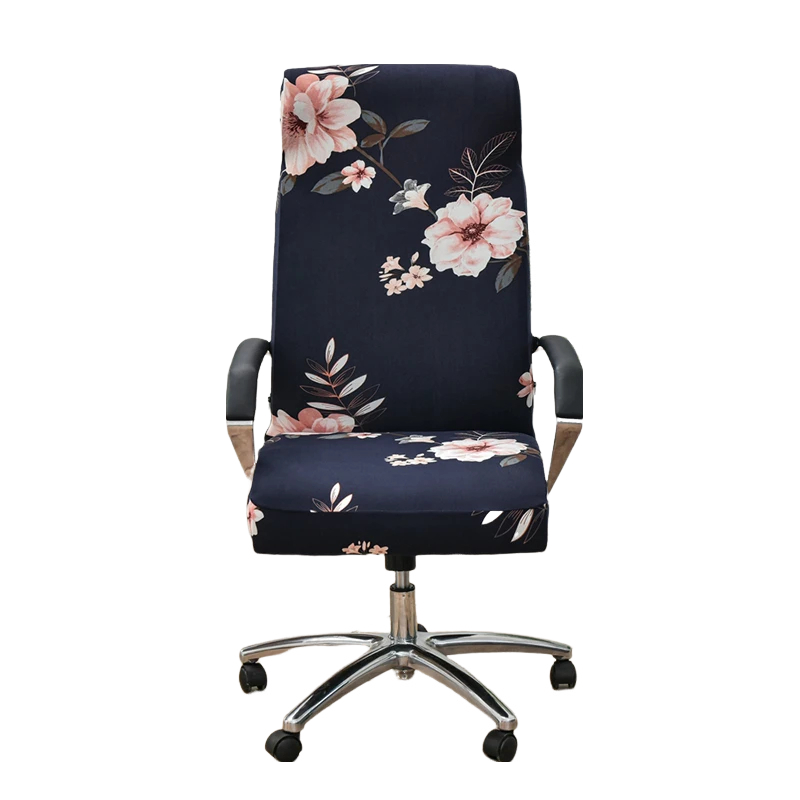 Office Chair Cover Black Floral Medium Non-Slip Armrest Protector