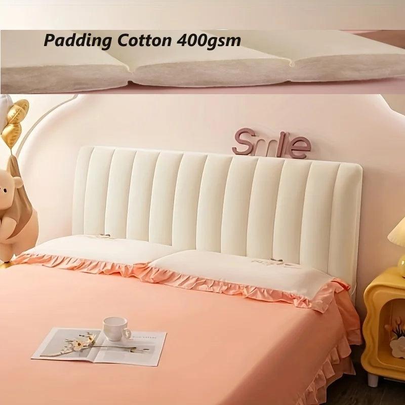 Light Grey Short Plush Super Soft Quilted Velvet Headboard Cover, Stylish Bedding - Image 7