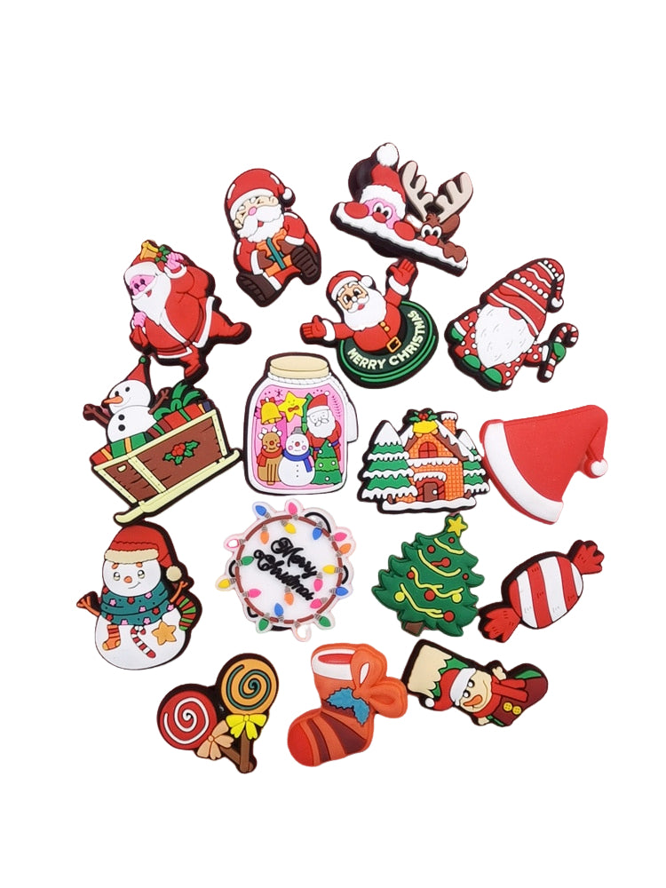 16pcs Christmas Style Shoe Charms, Random Colours, Designer Ornaments for Crocs