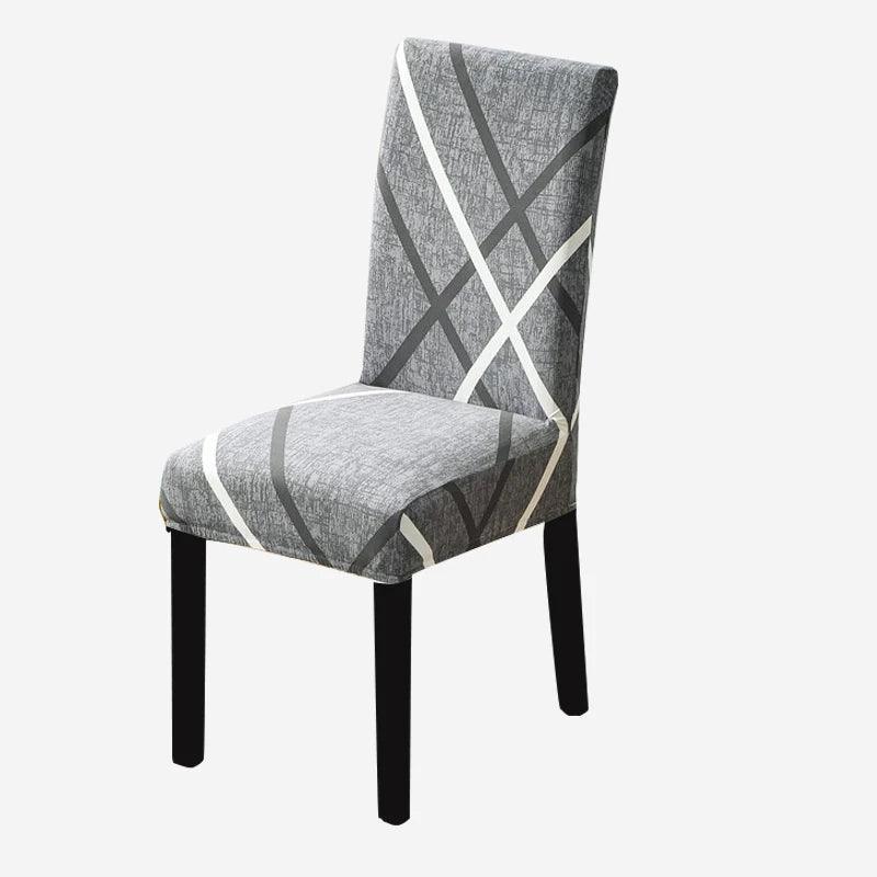 Grey with Linear Design Chair Cover with Anti-Dirt and Elastic Material