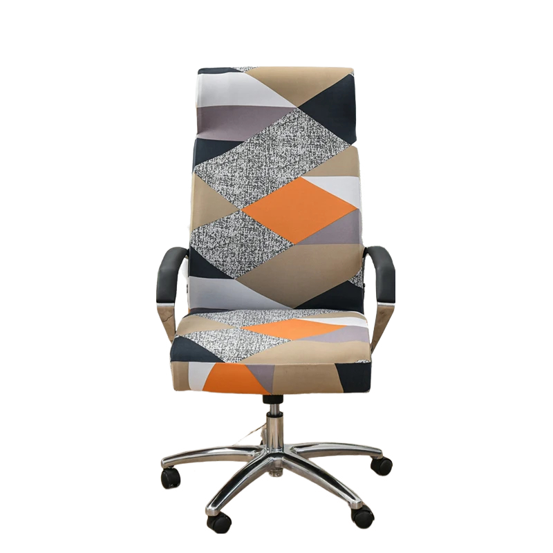 Office Chair Cover Pink and Beige Geometric Large Non-Slip Armrest Protector
