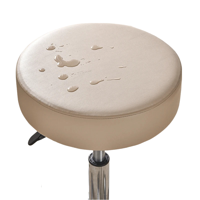 Anyhoux Barstool Cushion Cover with Khaki Elastic Bands, Washable PU Leather