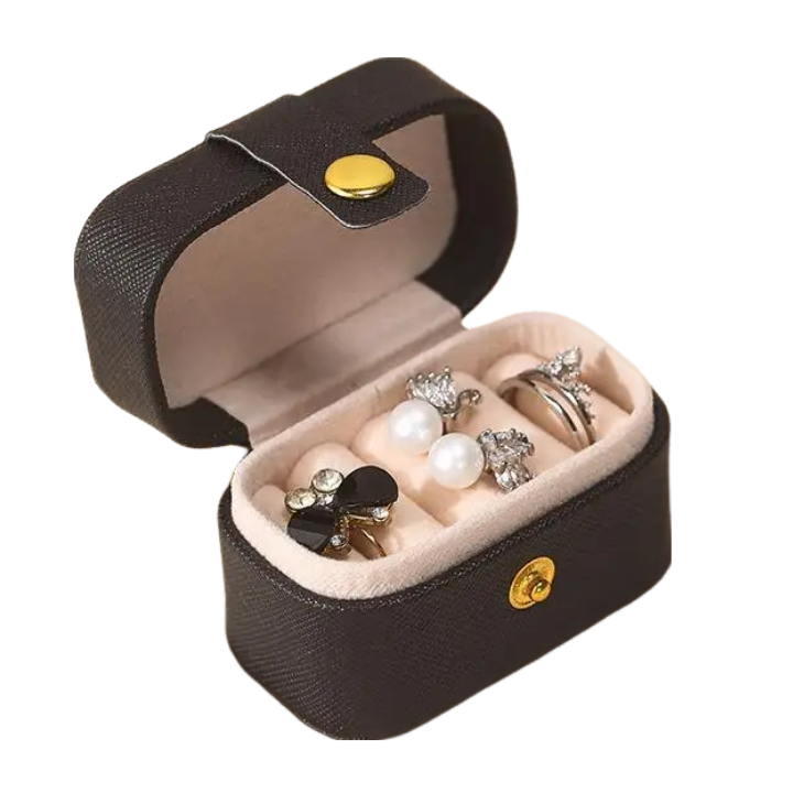 Black Mini Jewellery Box Organiser, Portable Travel Display Case, Rings, Earrings and Necklaces