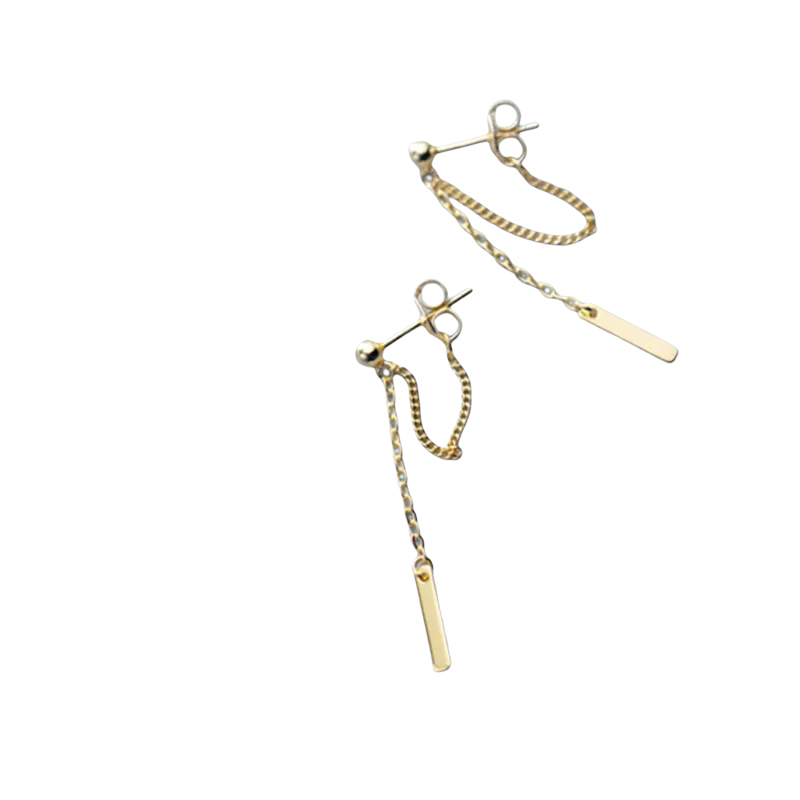 Bohemian Rose Gold Link Chain Bead Stud Earrings, Authentic Jewellery - Free Shipping