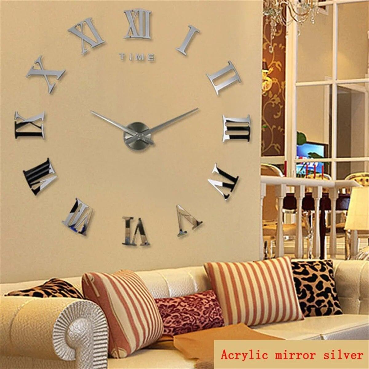 Gold Design A 27" 3D Mirror Wall Clock Acrylic Sticker Fashion Quartz Clocks - Image 3