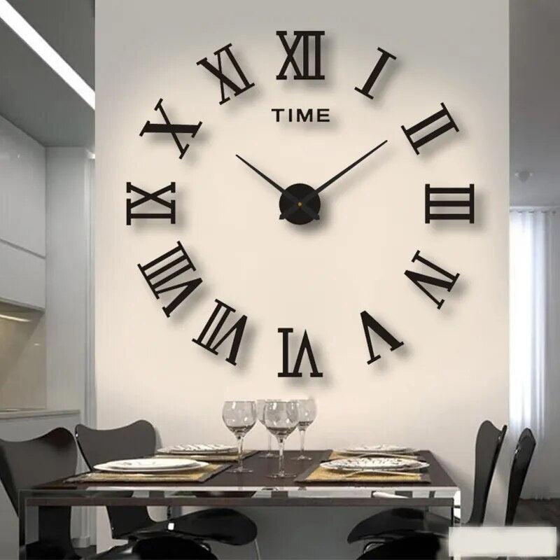 Wall Clock Silver Design 5 37" 3D Mirror Artistic Wall Clock Acrylic Sticker Quartz Clocks - Image 4