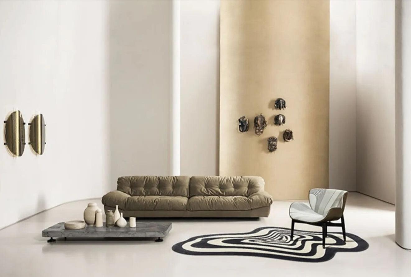 Light Green Modern Striped Rug 100x160cm, Creative Living Room Accent with Fluffy Plush Mat - Image 3