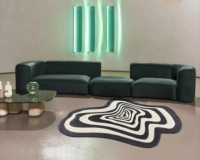 Light Green Modern Striped Rug 100x160cm, Creative Living Room Accent with Fluffy Plush Mat - Image 5