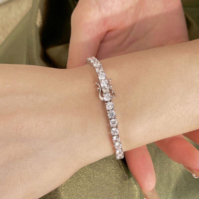 Rhodium Plated Round Cut CZ Tennis Bangle, Fine Jewellery - Free Shipping - Image 4