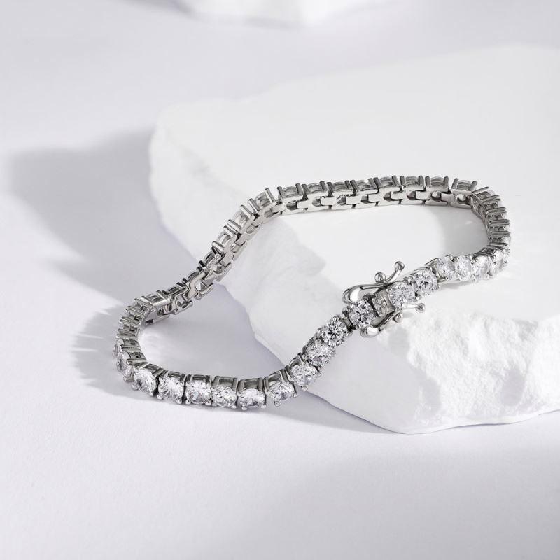 Rhodium Plated Round Cut CZ Tennis Bangle, Fine Jewellery - Free Shipping - Image 6