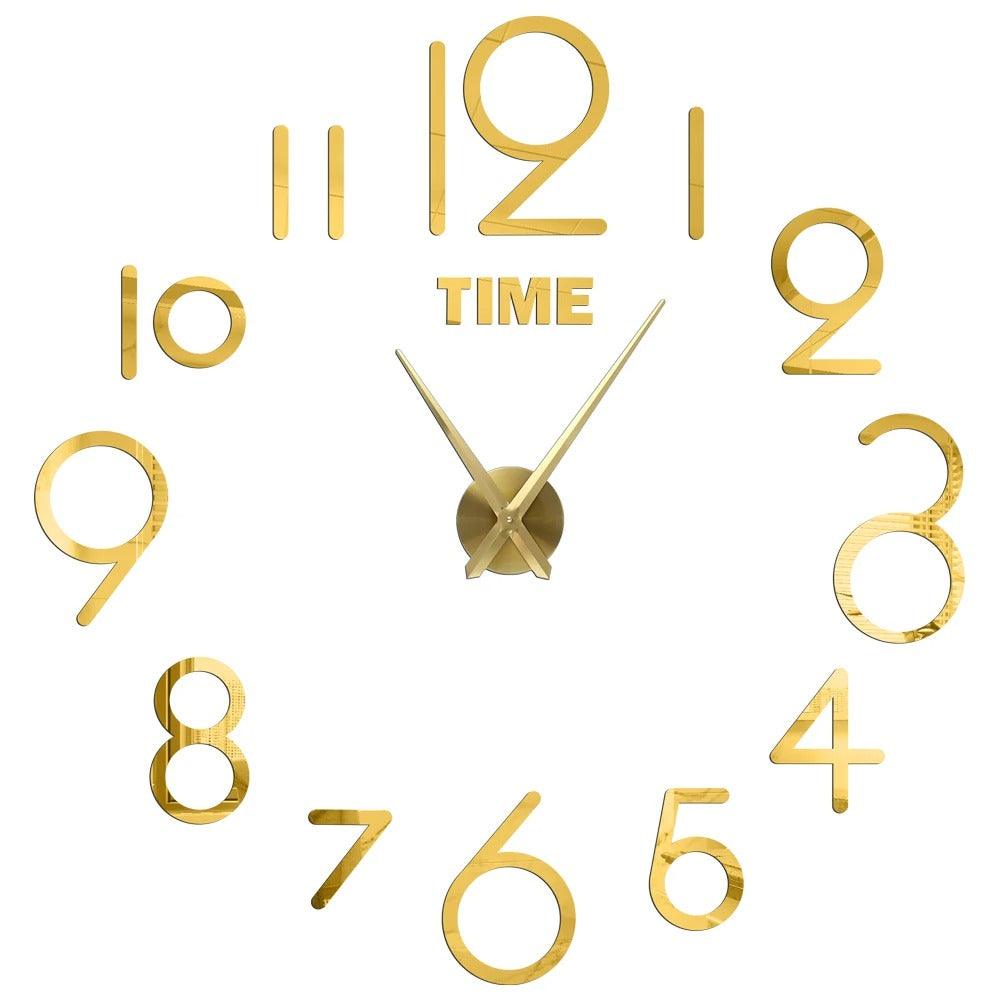 Gold Design D 37" 3D DIY Mirror Wall Clock Acrylic Sticker Fashion Quartz Clocks
