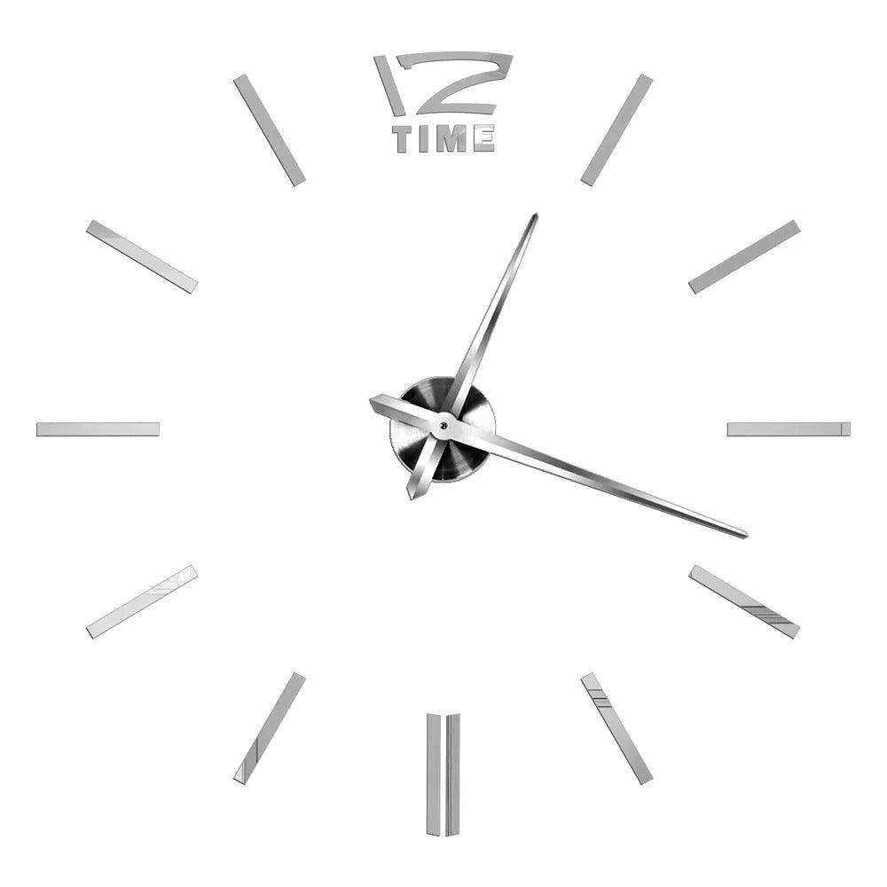 Silver Design 4 37" 3D Mirror Wall Clock Acrylic Sticker Fashion Quartz Clocks