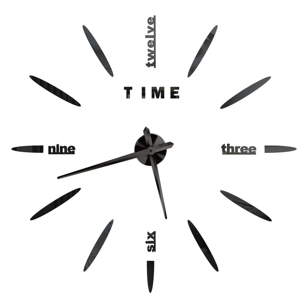 Modern Black Design 2 37" 3D Wall Clock Acrylic Sticker Quartz Clocks
