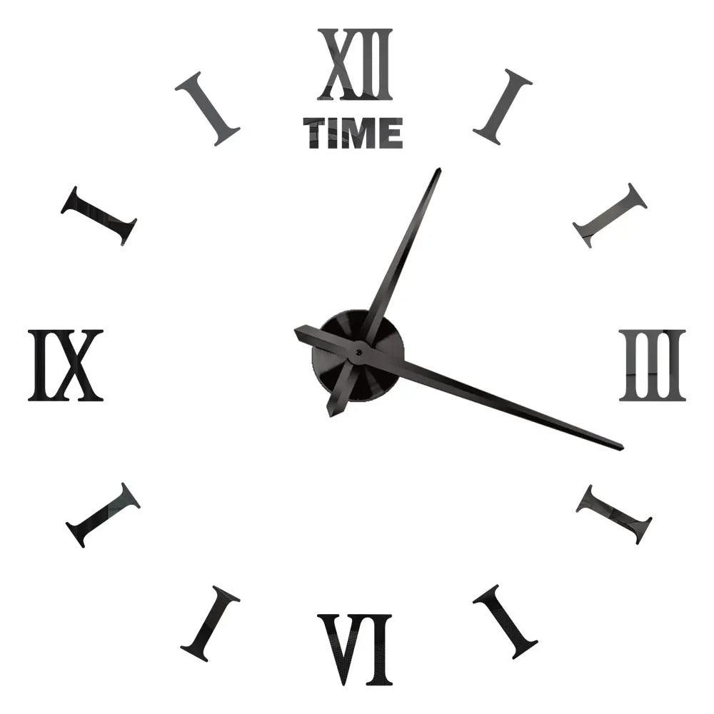 Nice Black Design 1 37" 3D Mirror Wall Clock Acrylic Sticker Quartz Clocks