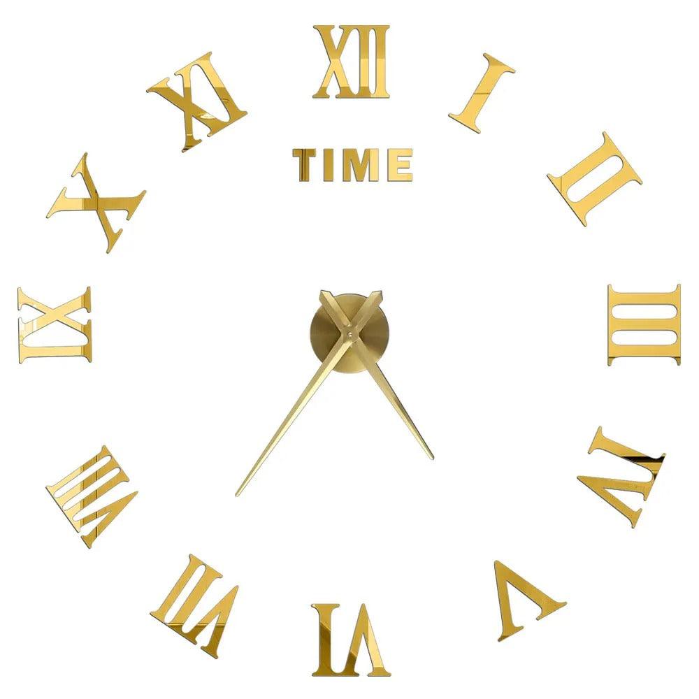 Gold Design 1 37" 3D Large Decorative Wall Clock Acrylic Sticker Quartz Clocks