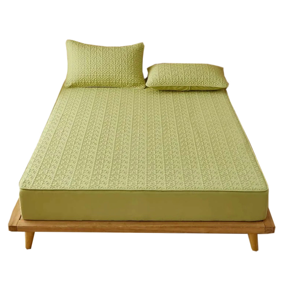 Pure Cotton Soft Quilted Green Anti-bacterial Mattress Protector, 180x220cm - Free Shipping