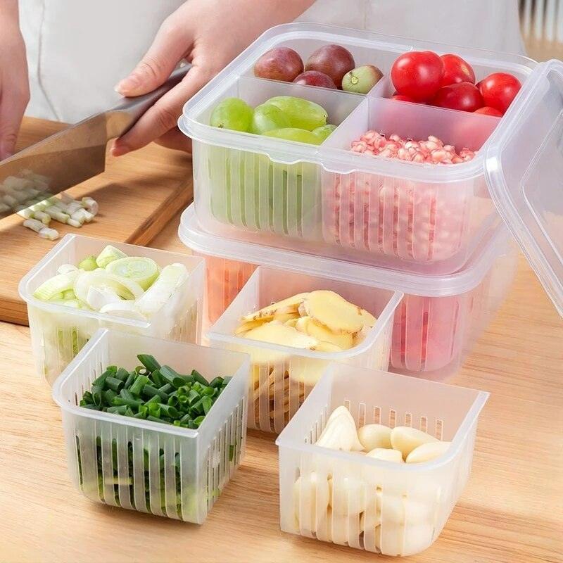 Grey Fruit Plate Storage Box, Partitioned Tray for Organising Snacks and Fruits - Image 4
