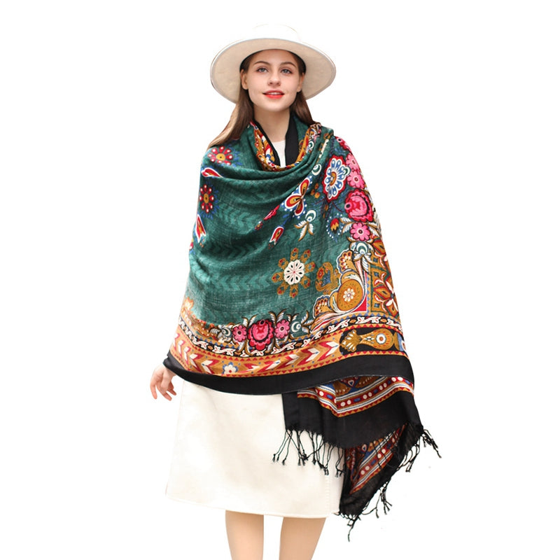 MultiColour Merino Wool Poncho Winter Scarf Bandana for Women, 100% Pure Material - Free Shipping